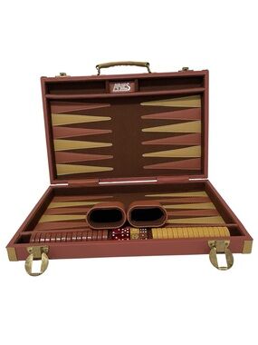 Vintage Aries Beverly Hills Backgammon Game Set Attaché Style Brass Hardware